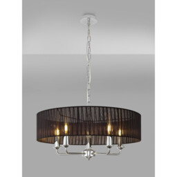Banyan 5 Light Multi Arm Pendant With 60cm x 15cm Organza Shade Polished Chrome/Black - thumbnail 2