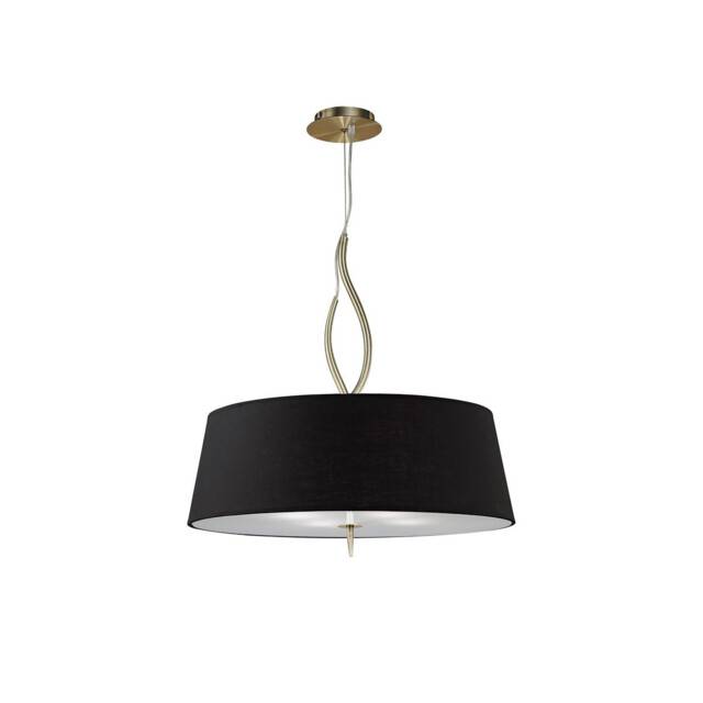 Ninette Pendant 4 Light E27 With Black Shades Antique Brass - image 1