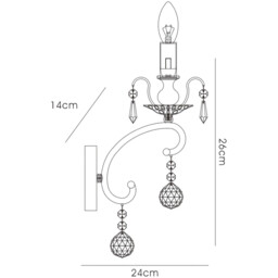 Pescara Wall Lamp E14 Black Chrome/Crystal - thumbnail 5