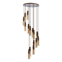 Ghent Slim Round Ceiling Pendant, 15 Light Adjustable E27, Mocha, Amber Glass, Item Weight: 25.3kg - thumbnail 5