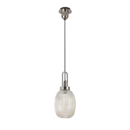 Yorktown Ceiling Pendant E27 With 20cm Almond Ribbed Glass, Champagne Polished Nickel, Matt Black - thumbnail 5