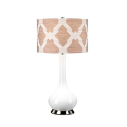 Milo Table Lamp with Round Shade, Polished Nickel, White, Pink