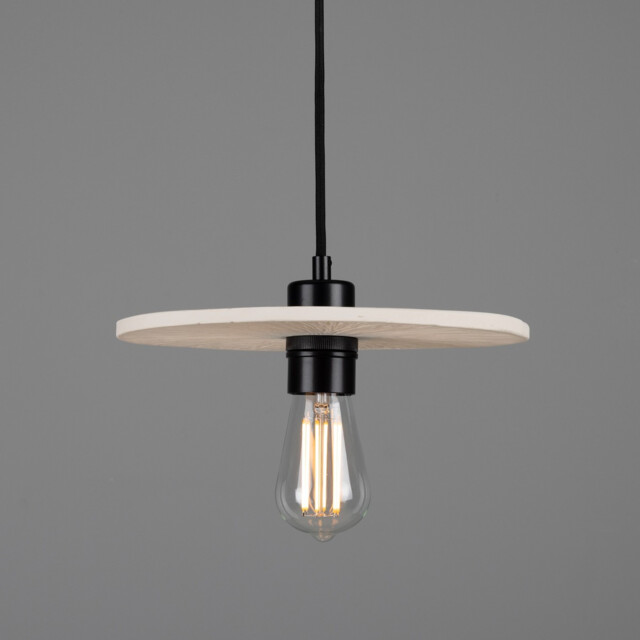 Bog Oak Pendant, Matte White Striped, Matte Black - image 1