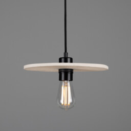 Bog Oak Pendant, Matte White Striped, Matte Black