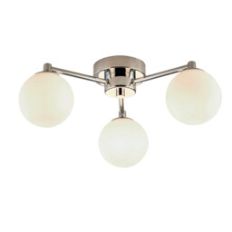 Tiberius 3 Light Flush Light Ceiling Light - Chrome Metal & White Frosted Glass