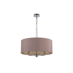 Banyan 3 Light Multi Arm Pendant, E14 Polished Chrome With 50cm x 20cm Dual Faux Silk Shade, Taupe/Halo Gold - thumbnail 5