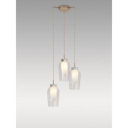 Nora Round Pendant, 3 Light Adjustable E27, Gold/White/Clear Glass With Frosted Inner - thumbnail 2
