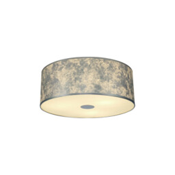Baymont White 5 Light E27 Universal Flush Ceiling Fixture With 60cm x 22cm Silver Leaf With White Lining Shade