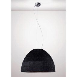 Domo Pendant 3 Light E27 Polished Chrome/Black Fabric Shade - thumbnail 2