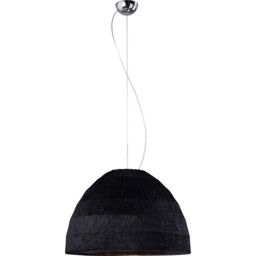 Domo Pendant 3 Light E27 Polished Chrome/Black Fabric Shade - thumbnail 1