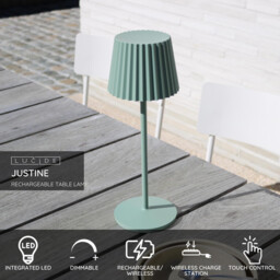 Justine Cottage Rechargeable Table lamp Outdoor - Battery - LED Dim. - 1x2W 2700K - IP54 - With wireless charging pad - Green - thumbnail 2