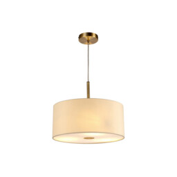 Baymont Antique Brass 3 Light E27 Single Pendant With 40cm x 18cm Faux Silk Shade, Ivory Pearl/White Laminate - thumbnail 5