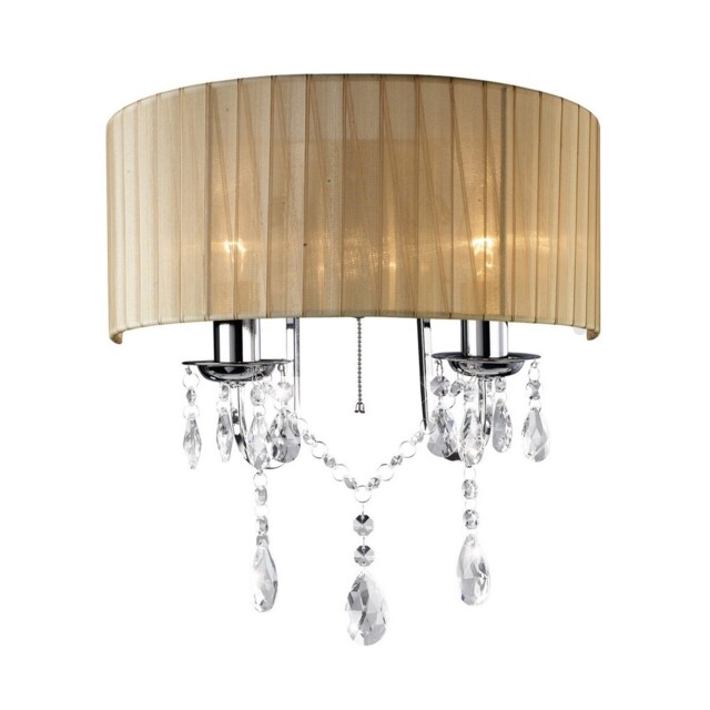 Olivia Wall Lamp Switched with Soft Bronze Shade 2 Light Polished Chrome, Crystal - image 1