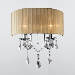 Olivia Wall Lamp Switched with Soft Bronze Shade 2 Light Polished Chrome, Crystal - thumbnail 2