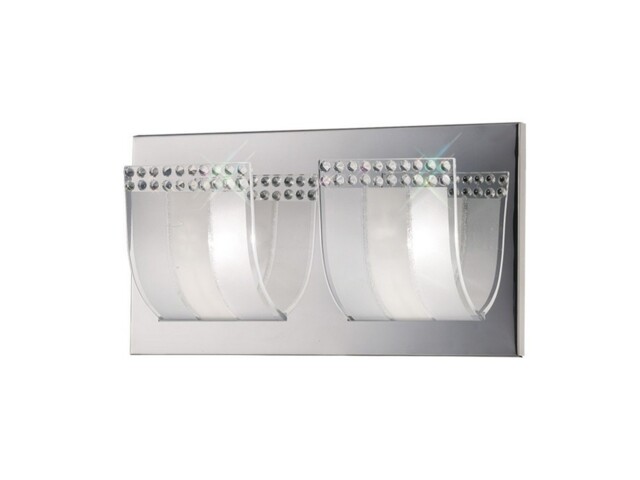 Charis Flush Wall Lamp Switched 2 Light Polished Chrome, Glass, Crystal - image 1
