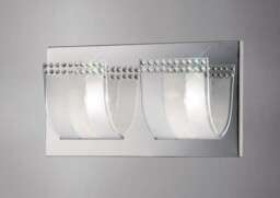 Charis Flush Wall Lamp Switched 2 Light Polished Chrome, Glass, Crystal - thumbnail 2