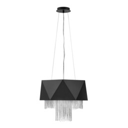 Zuma 6 Light Pendant, Satin Black, Silver, E27 - thumbnail 1