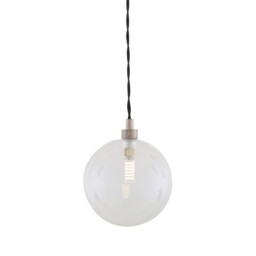 Madlin Globe Pendant, Antique Silver, Clear Glass