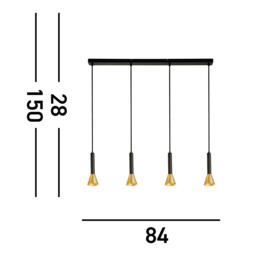 Signal 4 Light Bar Pendant Black, Gold Metal - thumbnail 5