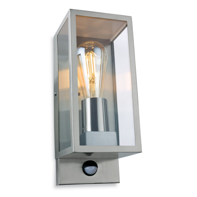 Dallas Outdoor PIR Motion Sensor Flush Box Wall Light Stainless Steel IP44, E27