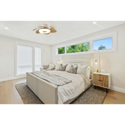 Flowers 24W LED Dimmable Ceiling Light With Built-In 25W DC Reversible Fan, Remote Control 2700-5000K, 2900lm, White/Wood - thumbnail 3