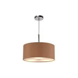 Baymont Polished Chrome 3 Light E27 Single Pendant With 40cm x 18cm Dual Faux Silk Shade, Antique Gold/Ruby - thumbnail 5