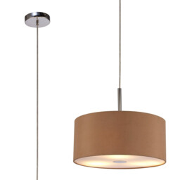 Baymont Polished Chrome 3 Light E27 Single Pendant With 40cm x 18cm Dual Faux Silk Shade, Antique Gold/Ruby