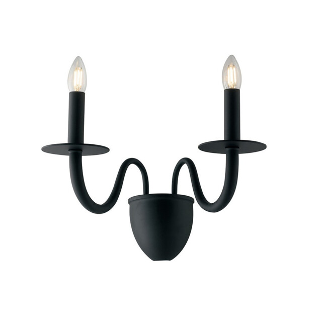 ARMSTRONG Twin 2 Light Candle Wall Light Black 45x36x26cm