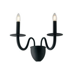 ARMSTRONG Twin 2 Light Candle Wall Light Black 45x36x26cm