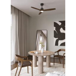 Stem 133cm Ceiling Fan Black With Dark Wood Blades, Sandblasted LED 20.2W CCT 3000-4000-5000K On-Off - thumbnail 2