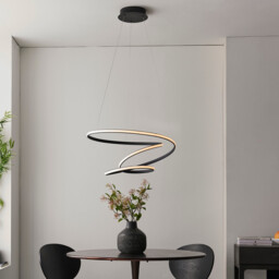 Dune Modern Designer LED Pendant Light Swirl Textured Black Finish - thumbnail 5