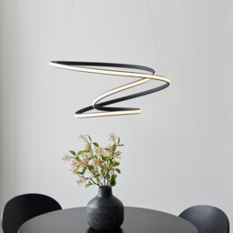 Dune Modern Designer LED Pendant Light Swirl Textured Black Finish - thumbnail 2