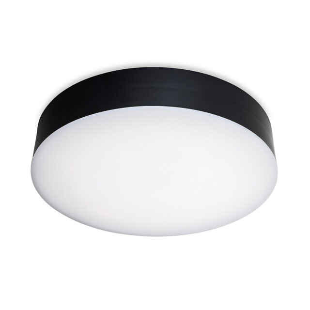 Glaze LED Resin Flush Ceiling Fitting Black with White Polycarbonate Diffuser IP65