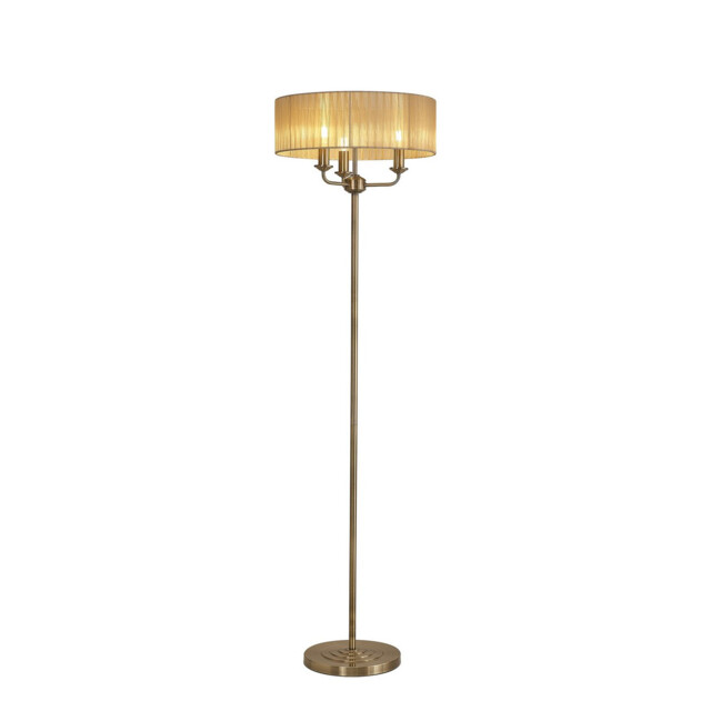 Banyan 3 Light Switched Floor Lamp With 45cm x 15cm Soft Bronze Organza Shade Antique Brass/Soft Bronze - image 1