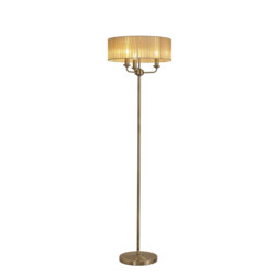 Banyan 3 Light Switched Floor Lamp With 45cm x 15cm Soft Bronze Organza Shade Antique Brass/Soft Bronze