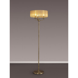 Banyan 3 Light Switched Floor Lamp With 45cm x 15cm Soft Bronze Organza Shade Antique Brass/Soft Bronze - thumbnail 2
