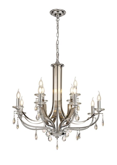 Darien Ceiling Chandelier Pendant 12 Light E14 Polished Chrome, Satin Nickel, Clear Crystal - image 1