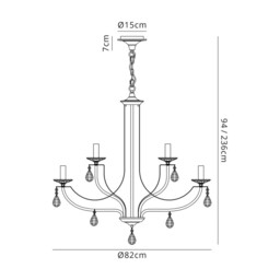 Darien Ceiling Chandelier Pendant 12 Light E14 Polished Chrome, Satin Nickel, Clear Crystal - thumbnail 2