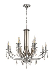 Darien Ceiling Chandelier Pendant 12 Light E14 Polished Chrome, Satin Nickel, Clear Crystal - thumbnail 3