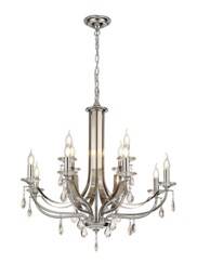 Darien Ceiling Chandelier Pendant 12 Light E14 Polished Chrome, Satin Nickel, Clear Crystal - thumbnail 1