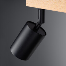 Verdo Modern Ceiling Spotlight Bar Wood, Black 3x GU10 - thumbnail 5