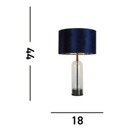 Oxford Table Lamp, Glass, Black, Marble, Navy Velvet - thumbnail 3