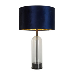 Oxford Table Lamp, Glass, Black, Marble, Navy Velvet - thumbnail 1