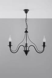 Minerwa 3 Light Multi Arm Chandelier Black, E14 - thumbnail 2