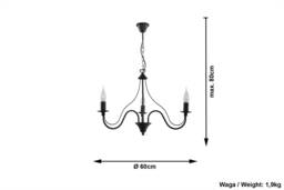 Minerwa 3 Light Multi Arm Chandelier Black, E14 - thumbnail 3