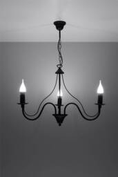 Minerwa 3 Light Multi Arm Chandelier Black, E14 - thumbnail 5