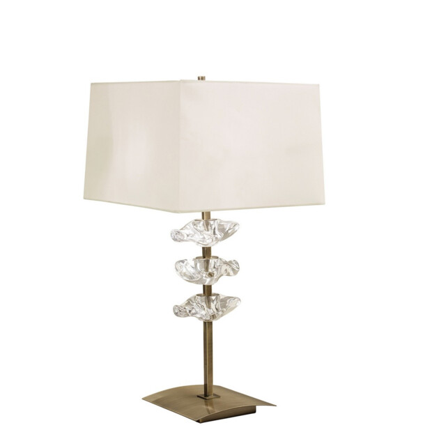 Akira Table Lamp 2 Light E27, Antique Brass With Cream Shade - image 1