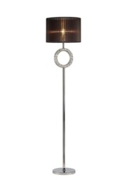 Florence Round Floor Lamp with Black Shade 1 Light Polished Chrome, Crystal - thumbnail 1