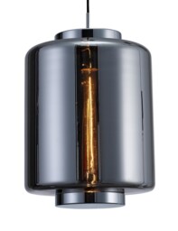 Jarras Ceiling Pendant 30cm Round, 1 x E27 (Max 40W), Chrome , Ash Grey Glass - thumbnail 5