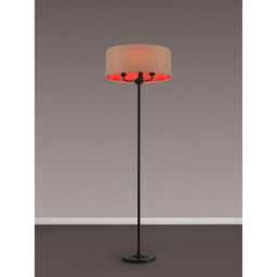 Banyan 3 Light Switched Floor Lamp With 50cm x 20cm Dual Faux Silk Fabric Shade Matt Black/Antique Gold - thumbnail 2